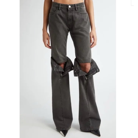 Coperni Charcoal Wide Leg Flare Jeans - Picture 1 of 16